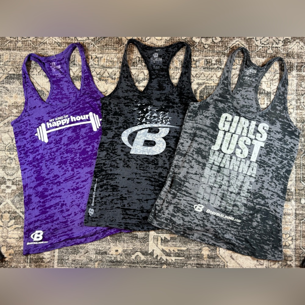 Bodybuilding.con Core Series Burnout Tank Tap Bundle (3)‎ Size Medium